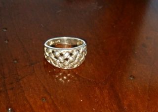 Vintage Native American Sterling Silver 925 Woven Ring Unique Pattern Sz 7