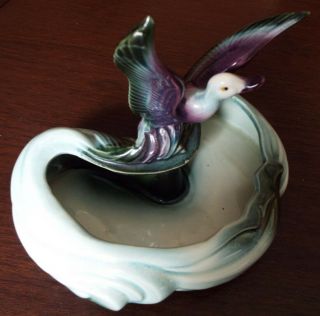 Vintage Hull Pottery Usa 104 Flying Duck/goose On Pond Ceramic Planter Ds36