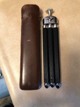 Vintage Bilora Biloret Model 2017 Telescoping Travel Tripod With Leather Case