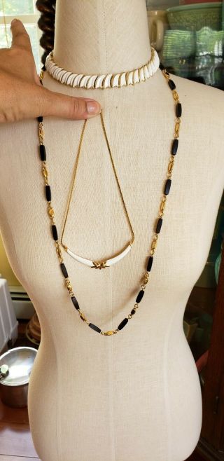 3 Mid Century Vintage Trafari Gold Plated Necklace