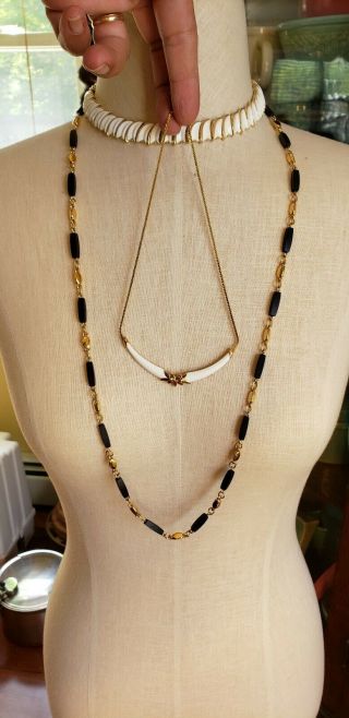 3 MID CENTURY VINTAGE TRAFARI GOLD PLATED NECKLACE 2