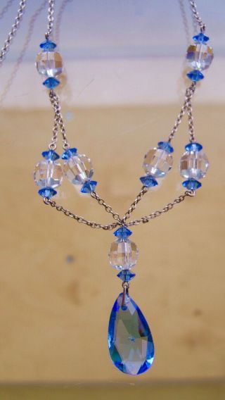 Lovely Vintage Art Deco Festoon Cut Glass Bead Necklace