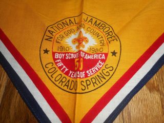 Vintage 1960 50 Anniversary Colorado Springs Bsa Boy Scouts Jamboree Neckerchief