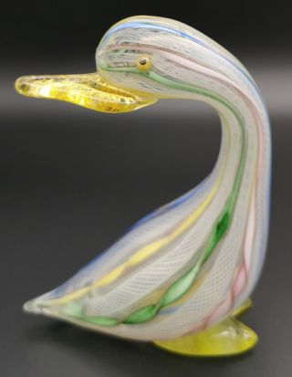 Scarce Vintage Murano Art Glass Ribbon Bird Zanfirico