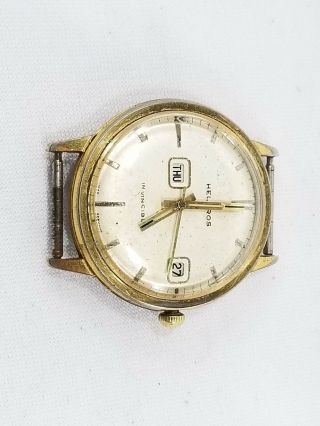 Vintage Helbros Invincible Wristwatch W/day & Date Window - Parts/repair