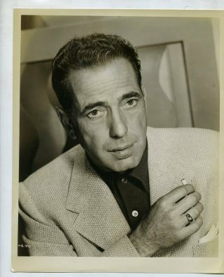 T926 Vintage Movie Actor 8x10 Photo,  Typed Biography Humphrey Bogart Casablanca