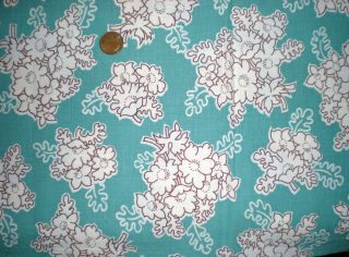 White Floral On Aqua Vtg Feedsack Quilt Doll Clothes Sewing Craft Fabric