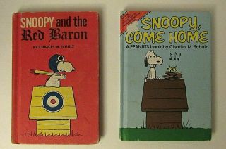 Vintage Snoopy And The Red Baron & Snoopy,  Come Home By Charles M Schulz Hc 1966