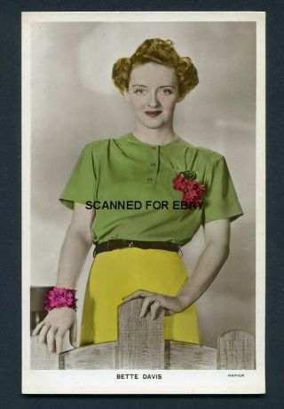 Bette Davis Vintage Picturegoer Colourgraph 1930s Real Photo Postcard