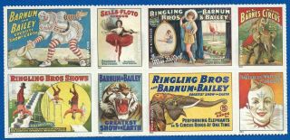 2014 4898 - 4905 Forever Vintage Circus Posters - Block Of 8 Never Hinged