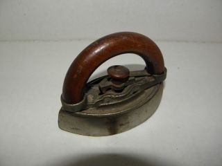 Vintage Miniature Wooden Handle Sad Iron - L@@k