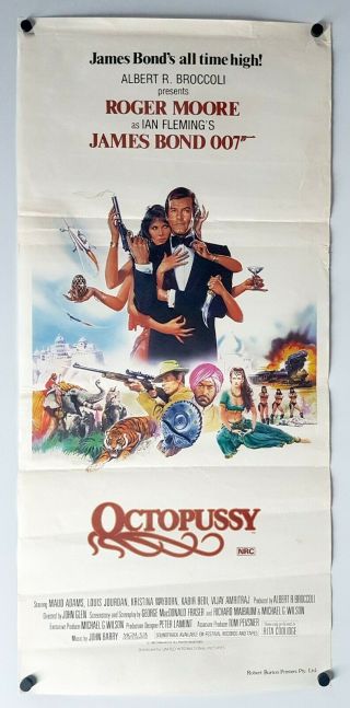 Octopussy 1983 Vintage Daybill Movie Poster James Bond 007 Day Bill Cinema 80 