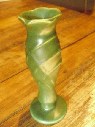 Vintage Mccoy Pottery Matte Green Garden Club 6 1/2 " Bud Vase