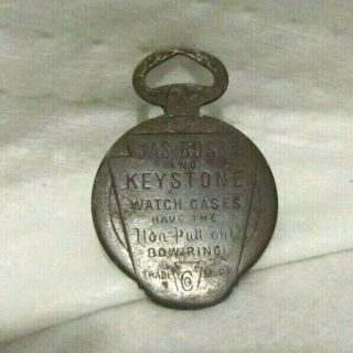 Vintage Watch Case Opener Fob Jas Boss Keystone Shelbyville In Nr