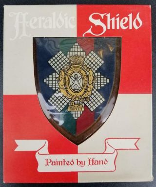 Vintage The Black Watch Scottish Heraldic Shield Hand Painted Wall Plaque Egypt
