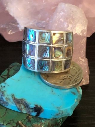 Vintage Native American Black Abalone Sterling Silver Ring 11 G Size 8