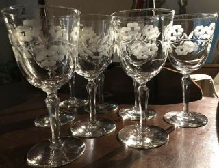 Vintage Etched Wine Glasses Set Of 8