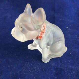 Vtg Frosted Satin Glass French Bulldog Dog Figurine Paperweight 2.  75 " H