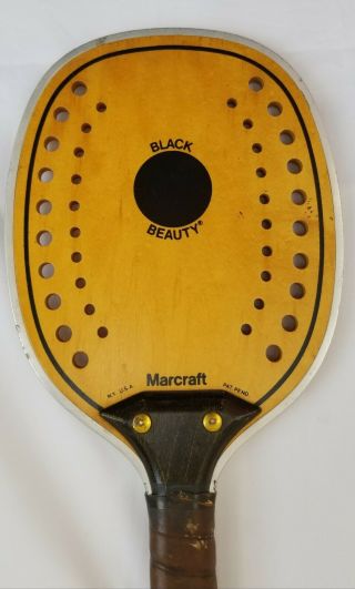 Vintage Marcraft Black Beauty Wood Paddleball Paddle Pickleball Racket Racquet