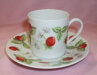 Vintage Demitasse Cup & Saucer Strawberry Bernardaud Fraisiere Limoges France