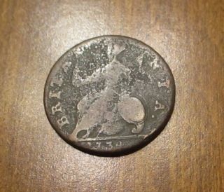 1734 - Great Britain Half Penny - Old Vintage Copper Coin