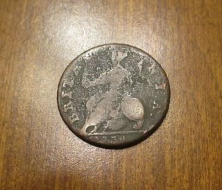1734 - Great Britain Half Penny - Old Vintage Copper Coin 2