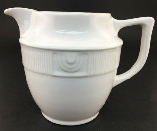 Vintage Hall China Handled Pitcher Art Deco Medallion Made In Usa
