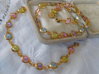 Colourful Vintage 1970s Bezel Set Lucite Necklace & Bracelet Set