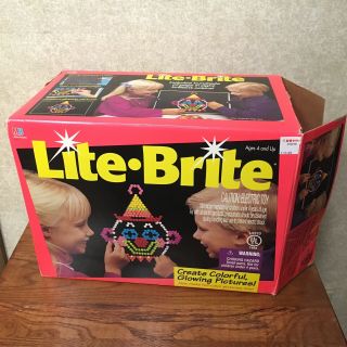 Lite - Brite Vintage 1994 Milton Bradley Toy Pegs & 12 Sheets