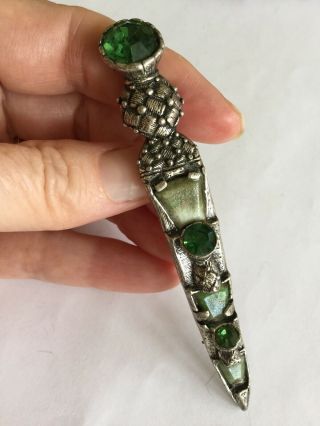 Vintage Miracle Brooch - Scottish Celtic Dirk,  Green,  Glass Agate & Marble