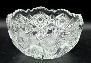 Vintage L.  E.  Smith Quintec 8.  5 " Clear Glass Bowl - Sawtooth Edge