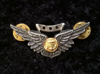 Vintage Sterling Silver Military Pin.  Us Navy Aircrew Wings.