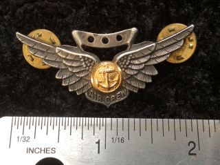 Vintage STERLING SILVER Military Pin.  US NAVY AIRCREW WINGS. 2