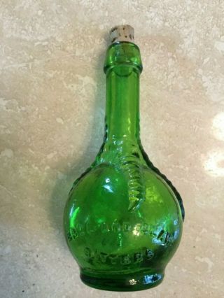 Vintage Green Glass Ball & Claw Bitters 3 - 1/2 Inch Bottle W/cork