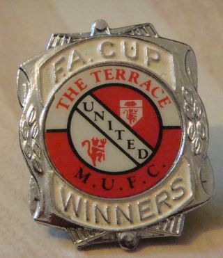 Manchester United Vintage 1970s 80s Insert Badge Brooch Pin Chrome 32mm X 40mm