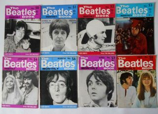 The Beatles Monthly Books X8 1967/1968 No.  50 - 54,  56 - 58 Vintage Magazines