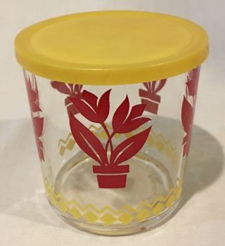 Vintage Hazel Atlas Sour Cream Jar Tulip Design 1 Pint,  Vg