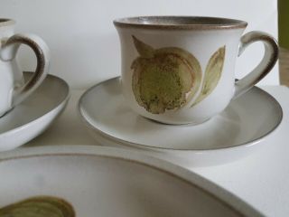 Vintage Denby Troubador 2 Trios Cup Saucer & side plate Green Magnolia Stoneware 5