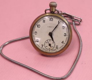 Vintage Lotex Made In Germany White Metal Mechanical Pocket Watch - K20