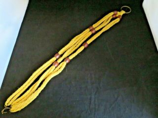 Vintage Yellow With Beads And Hooks Macrame Plant Hanger