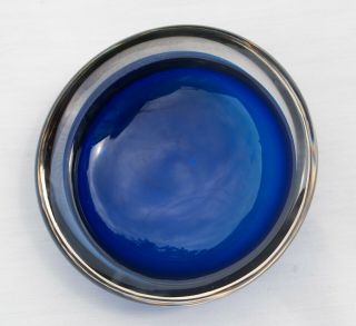 Vintage Murano Art Glass Cobalt Blue Case Glass Bowl Ash Tray Venetian Glass 2