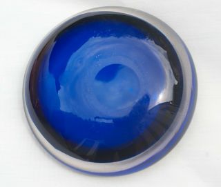 Vintage Murano Art Glass Cobalt Blue Case Glass Bowl Ash Tray Venetian Glass 3