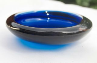 Vintage Murano Art Glass Cobalt Blue Case Glass Bowl Ash Tray Venetian Glass 4