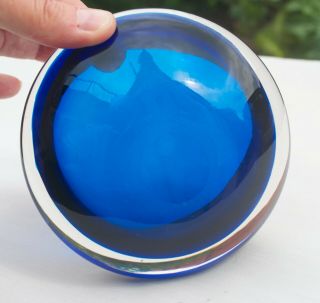 Vintage Murano Art Glass Cobalt Blue Case Glass Bowl Ash Tray Venetian Glass 5