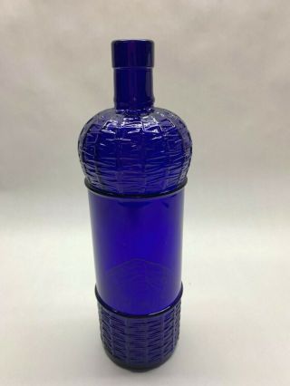 Cobalt Blue Glass Wine Bottle Basket Weave Pattern Canada Vintage Vase
