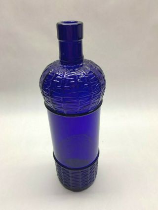 Cobalt Blue Glass Wine Bottle Basket Weave Pattern Canada vintage vase 2