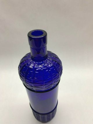 Cobalt Blue Glass Wine Bottle Basket Weave Pattern Canada vintage vase 3