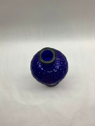 Cobalt Blue Glass Wine Bottle Basket Weave Pattern Canada vintage vase 4