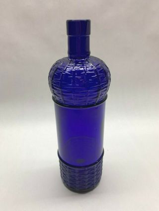 Cobalt Blue Glass Wine Bottle Basket Weave Pattern Canada vintage vase 5