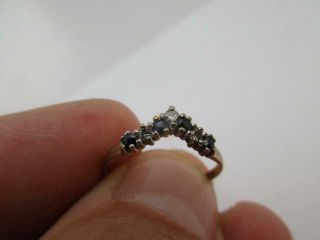 9ct Gold Sapphire Faux Diamond Ring Vintage 1970 Size P 8 K218